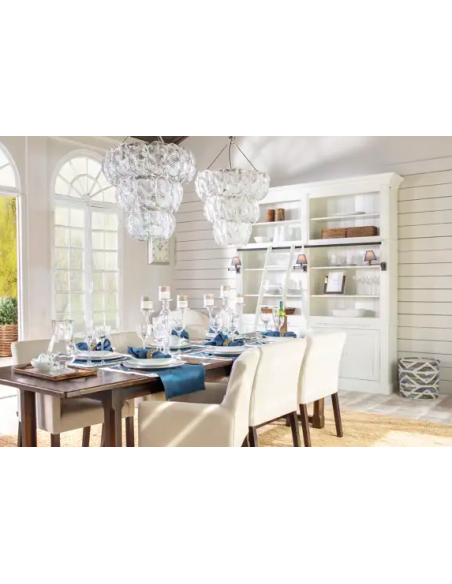 vitrineskab vitrine skab lys lamper belysning design træ hvid stige