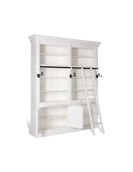 vitrineskab vitrine skab lys lamper belysning design træ hvid stige