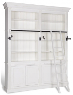 vitrineskab vitrine skab lys lamper belysning design træ hvid stige