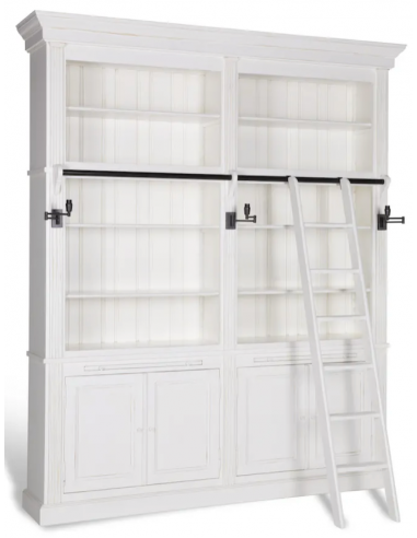 vitrineskab vitrine skab lys lamper belysning design træ hvid stige