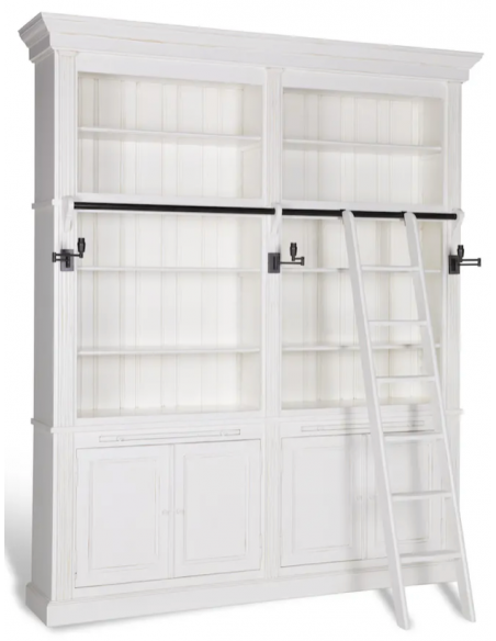 vitrineskab vitrine skab lys lamper belysning design træ hvid stige