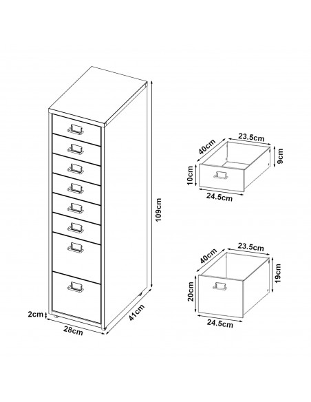 skuffesektion skuffer kommode kontormøbler kontorindretning