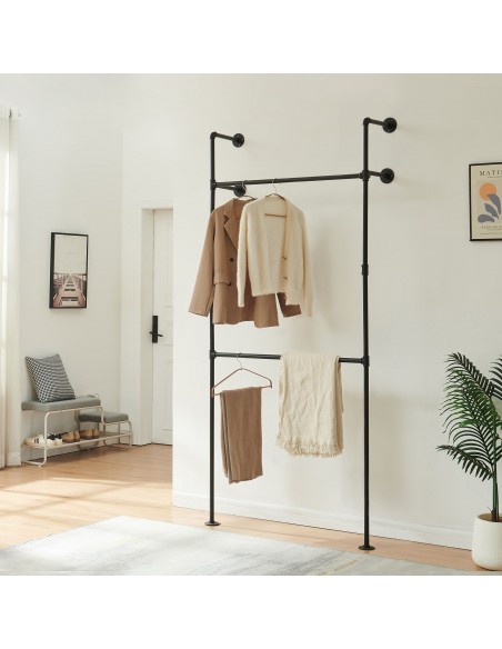 tøjstativ vandrør industrielt sort bøjlestang garderobe entremøbler bryggers