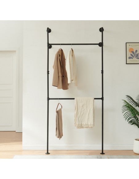 tøjstativ vandrør industrielt sort bøjlestang garderobe entremøbler bryggers