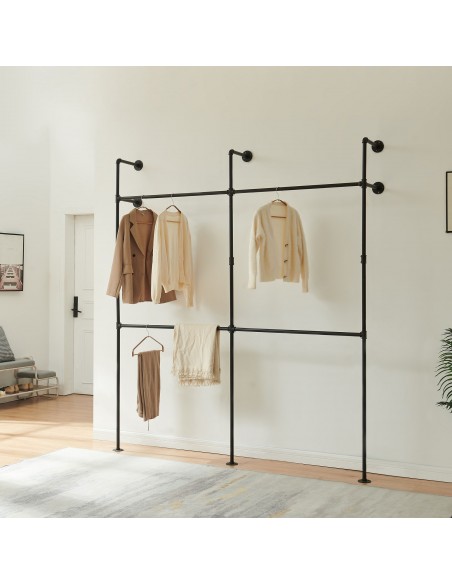 tøjstativ vandrør industrielt sort bøjlestang garderobe entremøbler bryggers