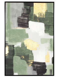 abstrakt billede motiv maleri stof tekstil træ rustikt moderne design ramme