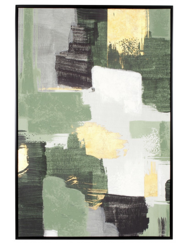 abstrakt billede motiv maleri stof tekstil træ rustikt moderne design ramme