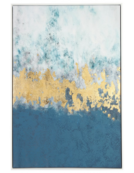 abstrakt billede motiv maleri stof tekstil træ rustikt moderne design ramme