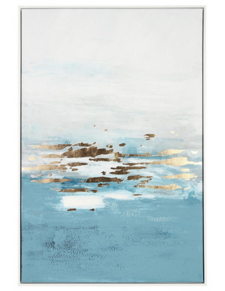 abstrakt billede motiv maleri stof tekstil træ rustikt moderne design ramme