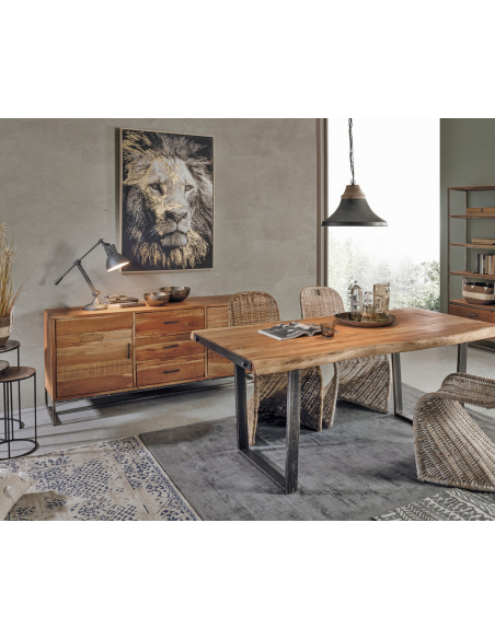 abstrakt billede motiv maleri stof tekstil træ rustikt moderne design ramme