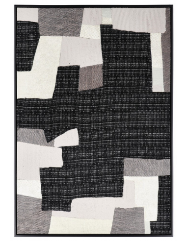 abstrakt billede motiv maleri stof tekstil træ rustikt moderne design ramme