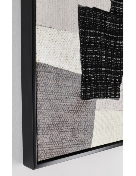 abstrakt billede motiv maleri stof tekstil træ rustikt moderne design ramme