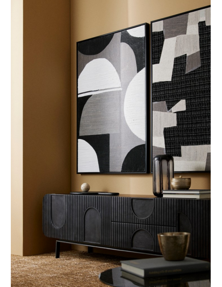 abstrakt billede motiv maleri stof tekstil træ rustikt moderne design ramme