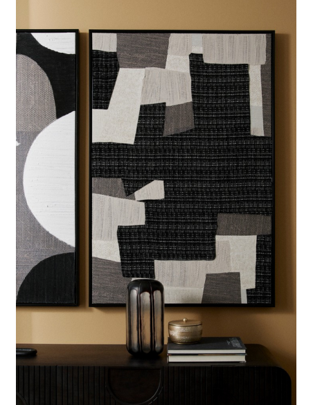 abstrakt billede motiv maleri stof tekstil træ rustikt moderne design ramme