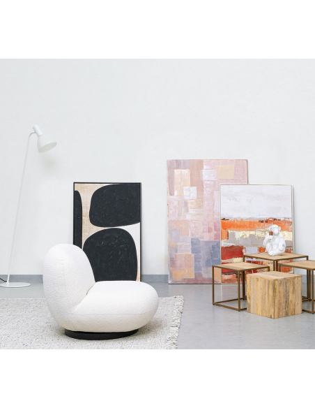 abstrakt billede motiv maleri stof tekstil træ rustikt moderne design ramme