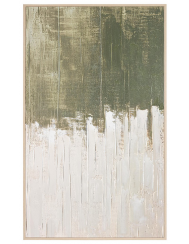 Abstrakt print med ramme H204 x B124 cm - Lys natur/Grønlige nuancer