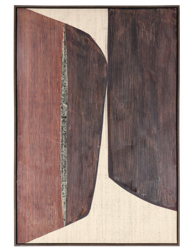 abstrakt billede motiv maleri stof tekstil træ rustikt moderne design ramme