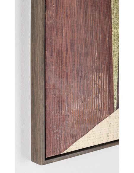 abstrakt billede motiv maleri stof tekstil træ rustikt moderne design ramme