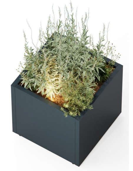 højbed plantekasser havedekoration højbede sort stål LED lys belysning