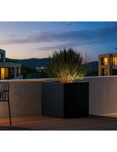 højbed plantekasser havedekoration højbede sort stål LED lys belysning