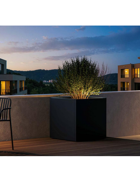 højbed plantekasser havedekoration højbede sort stål LED lys belysning