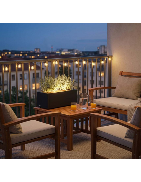 højbed plantekasser havedekoration højbede sort stål LED lys belysning