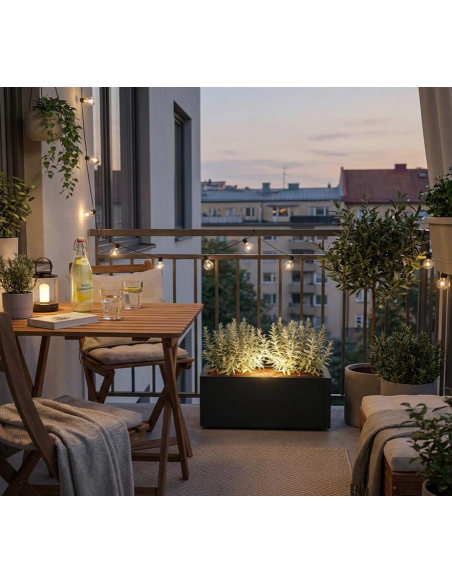 højbed plantekasser havedekoration højbede sort stål LED lys belysning