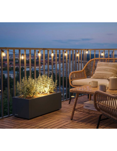 højbed plantekasser havedekoration højbede sort stål LED lys belysning