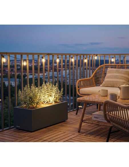 højbed plantekasser havedekoration højbede sort stål LED lys belysning