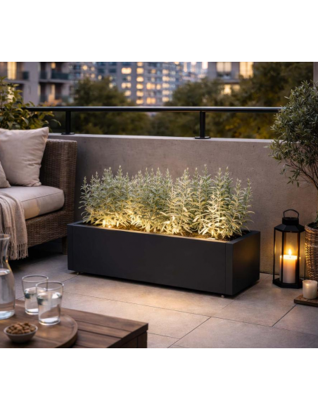 højbed plantekasser havedekoration højbede sort stål LED lys belysning