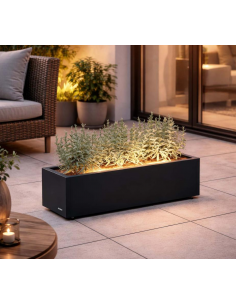 højbed plantekasser havedekoration højbede sort stål LED lys belysning