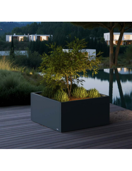 højbed plantekasser havedekoration højbede sort stål LED lys belysning