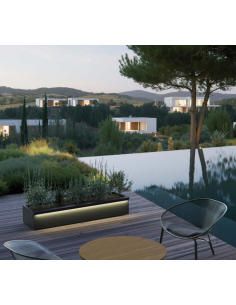 højbed plantekasser havedekoration højbede sort stål LED lys belysning