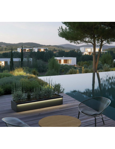 højbed plantekasser havedekoration højbede sort stål LED lys belysning