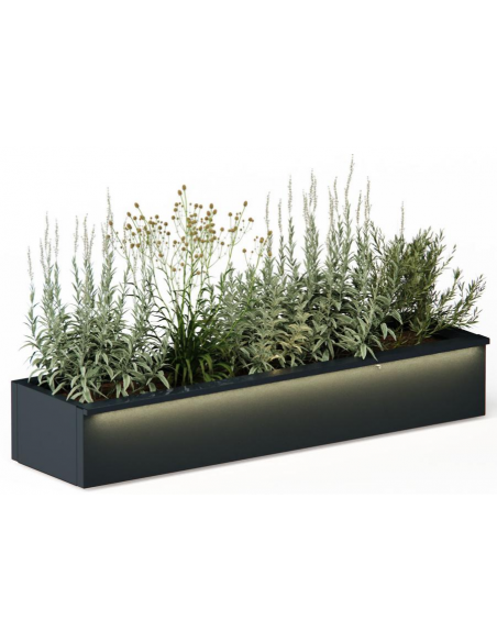højbed plantekasser havedekoration højbede sort stål LED lys belysning