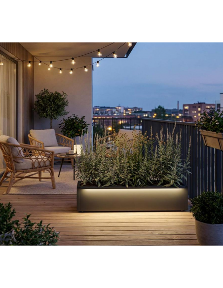 højbed plantekasser havedekoration højbede sort stål LED lys belysning