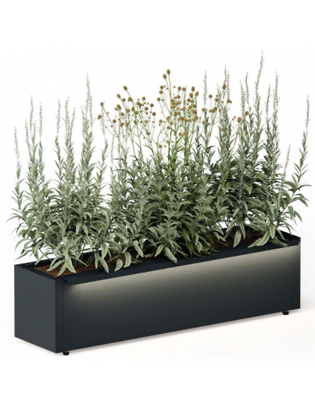 højbed plantekasser havedekoration højbede sort stål LED lys belysning