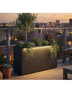 højbed plantekasser havedekoration højbede sort stål LED lys belysning