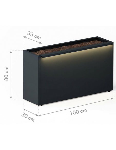 højbed plantekasser havedekoration højbede sort stål LED lys belysning