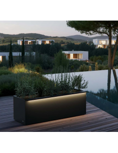 højbed plantekasser havedekoration højbede sort stål LED lys belysning