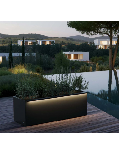 højbed plantekasser havedekoration højbede sort stål LED lys belysning