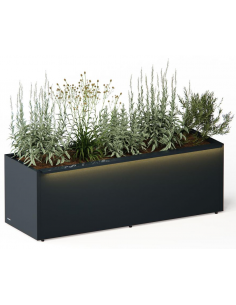 højbed plantekasser havedekoration højbede sort stål LED lys belysning 2