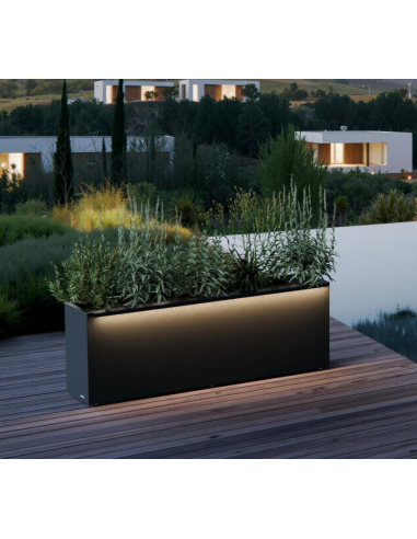 højbed plantekasser havedekoration højbede sort stål LED lys belysning