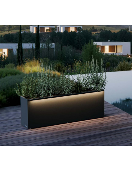 højbed plantekasser havedekoration højbede sort stål LED lys belysning