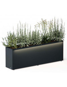 højbed plantekasser havedekoration højbede sort stål LED lys belysning 2