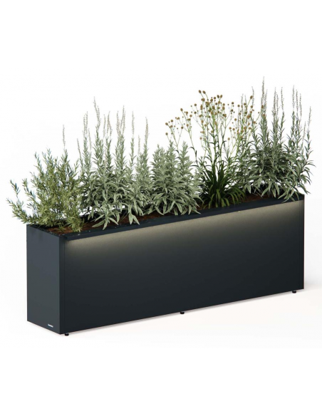 højbed plantekasser havedekoration højbede sort stål LED lys belysning