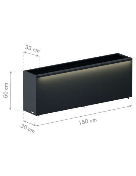 højbed plantekasser havedekoration højbede sort stål LED lys belysning