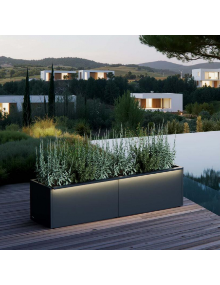 højbed plantekasser havedekoration højbede sort stål LED lys belysning