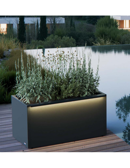 højbed plantekasser havedekoration højbede sort stål LED lys belysning