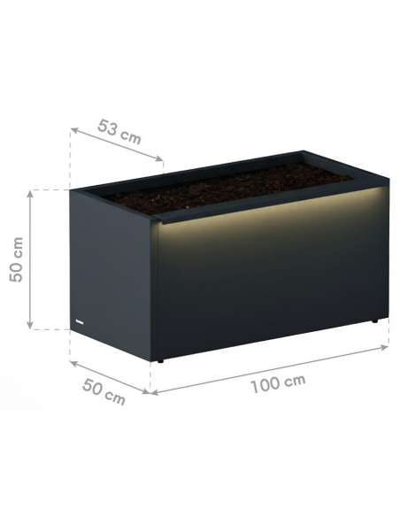 højbed plantekasser havedekoration højbede sort stål LED lys belysning
